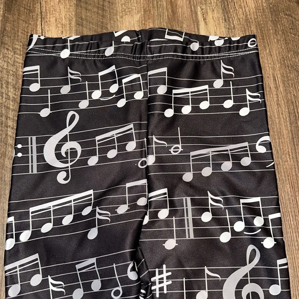 Urban Smalls Music Notes Leggings size 16Y EEUC Lightly Fleeced‎ Lined